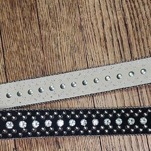 Guess Studded Black Belt with Silver Bling Buckle Westrtn Cowgirl Vintage - Picture 11 of 16
